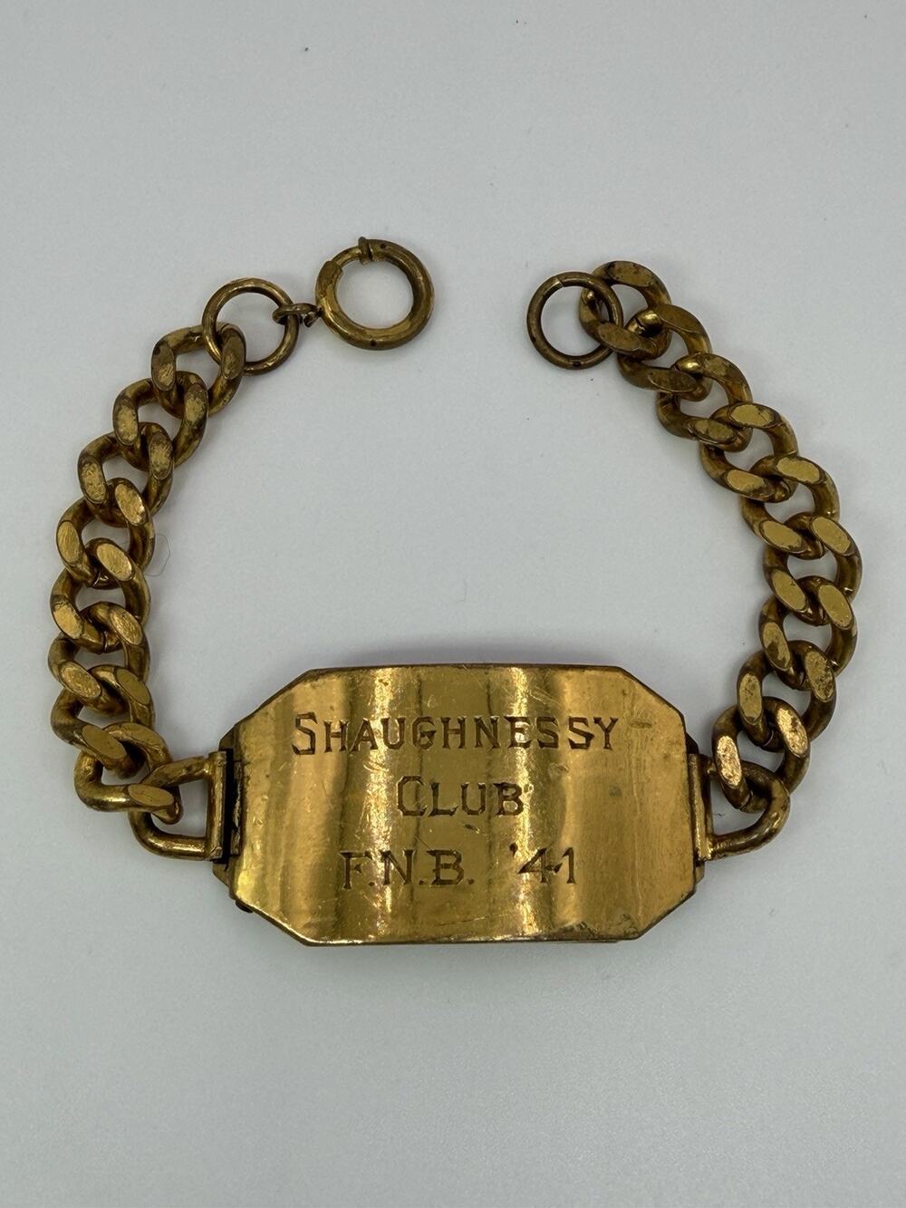 Vintage 1941 Shaughnessy Club ID Bracelet Hidden Photo Locket Curb Chain - READ